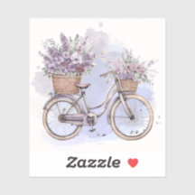 Vintages Fahrrad mit Blume - Aquarell