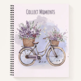 Vintages Fahrrad mit Blume - Aquarell Notizbuch