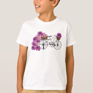 Vintages Fahrrad mit Blume Clip Art T-Shirt