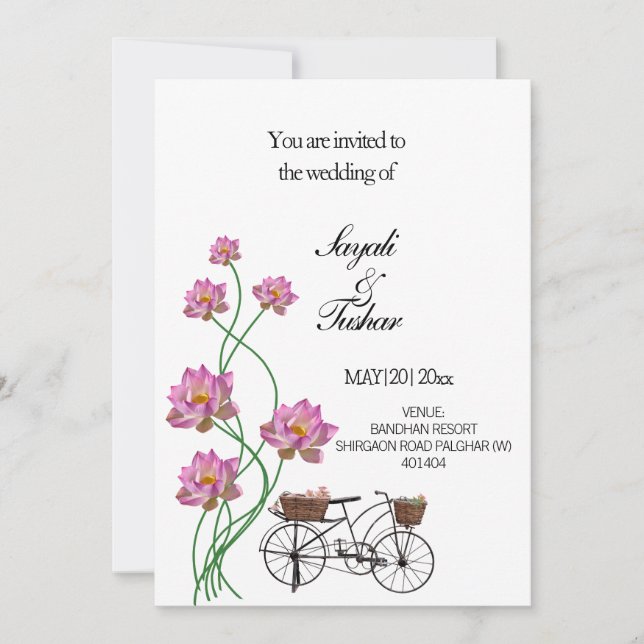 Vintages Fahrrad mit Blume Einladung (Vorderseite)