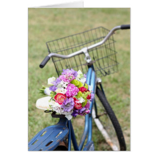 Vintages Fahrrad mit Blume-Karte