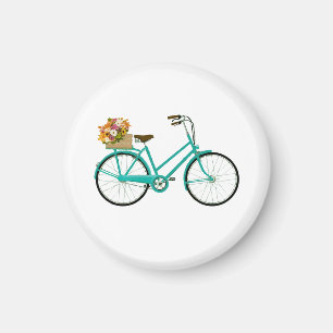 Vintages Fahrrad mit Blume Retro Art Magnet