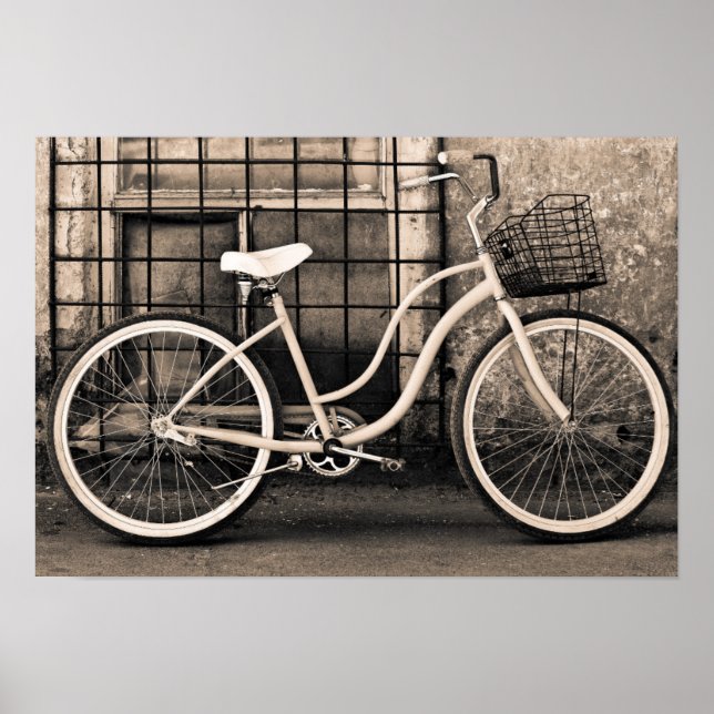 Vintages Fahrrad mit Korb Poster (Vorne)