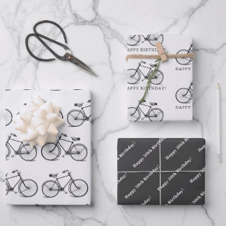 Vintages Fahrrad Schwarz-weiß Personalisieren Geschenkpapier Set