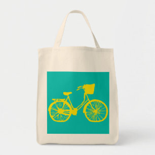 Vintages Fahrrad-Taschen-Gelb/aquamarin Tragetasche