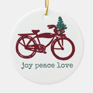 Vintages Fahrrad u. Weihnachtsbaumentwurf Keramik Ornament