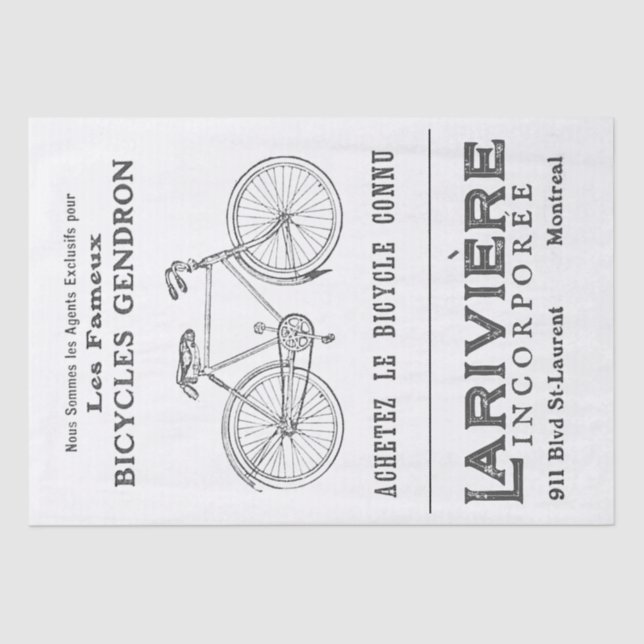 Vintages Fahrrad und französischer Text Montreal D Seidenpapier (Vorderseite)