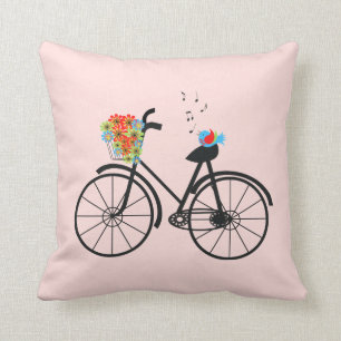 Vintages Fahrrad und Singing Bird Kissen