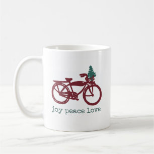 Vintages Fahrrad und Weihnachtsbaumdesign Kaffeetasse