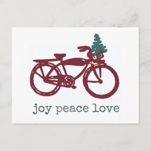 Vintages Fahrrad und Weihnachtsbaumdesign Postkarte