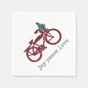 Vintages Fahrrad und Weihnachtsbaumdesign Serviette