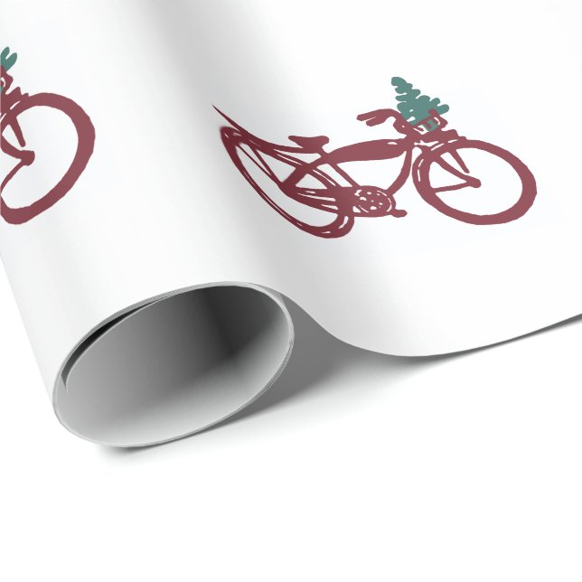 Vintages Fahrrad und Weihnachtsbaumentwurf Geschenkpapier (Rolleneckpunkt)