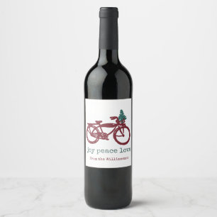 Vintages Fahrrad und Weihnachtsbaumentwurf Weinetikett