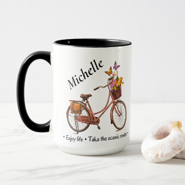 Vintages Fahrradangebot Tasse (Mit Donut)