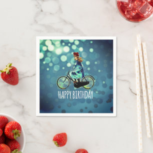 Vintages Fahrradmädchen - Geburtstag Serviette