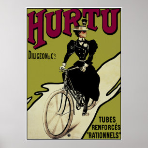 Vintages Fahrradposter: Hurtu Bicycles Poster