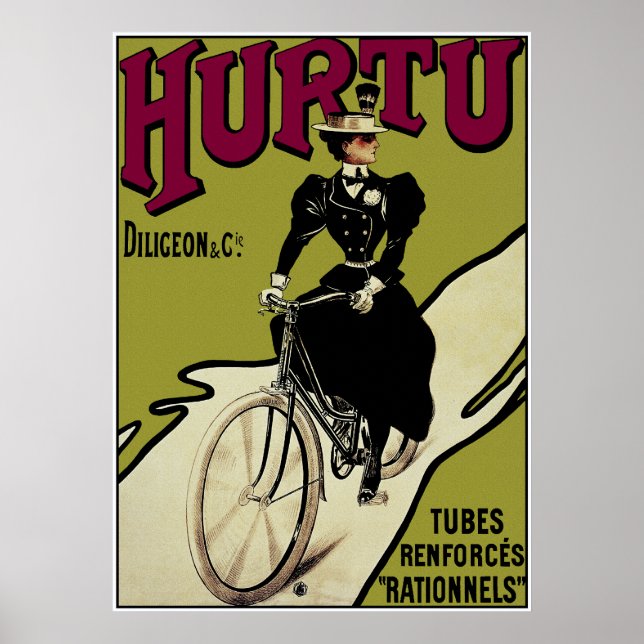 Vintages Fahrradposter: Hurtu Bicycles Poster (Vorne)