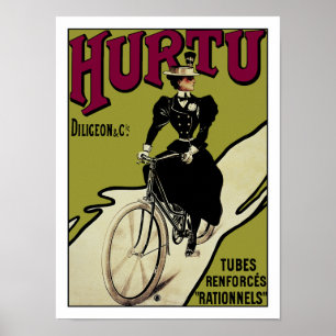 Vintages Fahrradposter: Hurtu Bicycles Poster