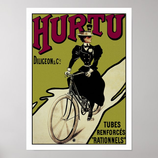 Vintages Fahrradposter: Hurtu Bicycles Poster (Vorne)