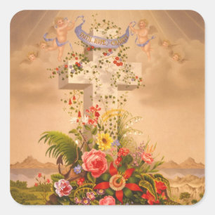 Vintages Faith Hope Wohltätigkeit Osterkreuz 1875 Quadratischer Aufkleber