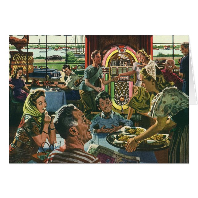 Vintages Familienessen bei einem Abendessen mit Ju (Vorderseite (Horizontal))