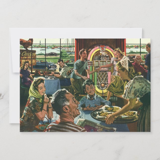 Vintages Familienessen bei einem Abendessen mit Ju (Vorderseite)