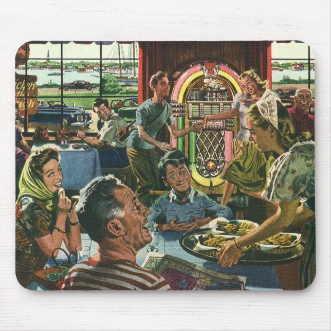 Vintages Familienessen bei einem Abendessen mit Ju Mousepad (Vorne)