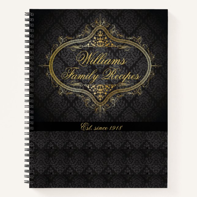 Vintages Familienrezept personalisiert Notizbuch (Vorderseite)