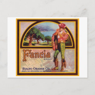 Vintages Fancia Rialto Orange Co. Postkarte