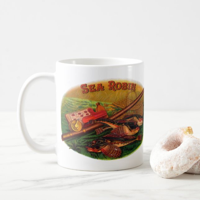 Vintages Fanggerät - Zigarren-Siegel Art, Robin Kaffeetasse (Mit Donut)