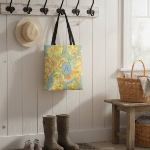 Vintages Farbgelbes Monogramm Rose Muster