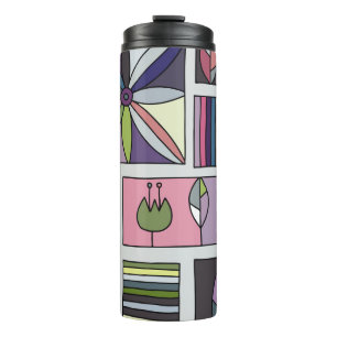 Vintages farbiges, von Hand gezeichnet geometrisch Thermosbecher