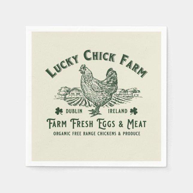 VINTAGES FARM HOUSE LUCKY CHICK FARM PAPIER SERVIETTE (Vorderseite)