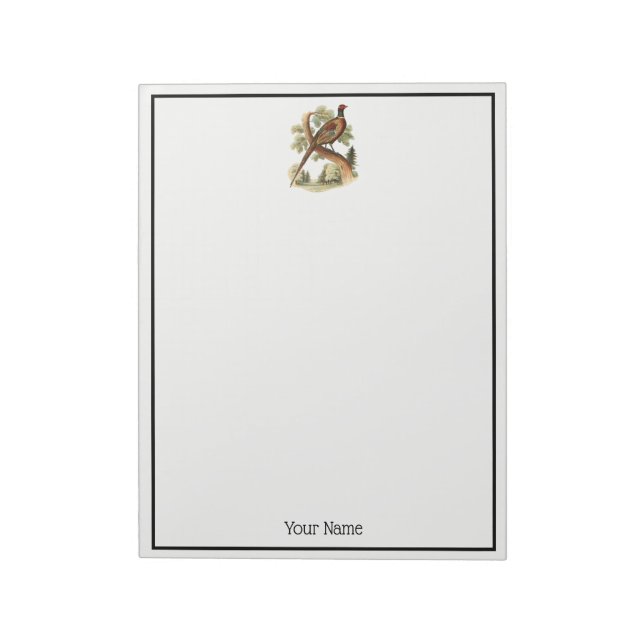 Vintages Fasan Verzweigung mit Zeichnend Bäumen Notizblock (Rotiert)