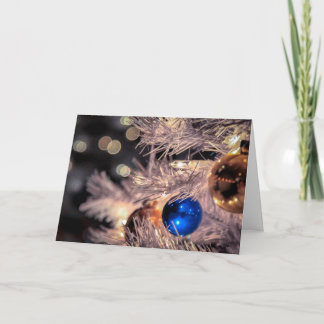 Vintages Feiertags-Verzierungs-Ball-Blau Feiertagskarte