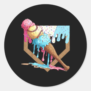 Vintages, feines Baseballeis Creme Tropfsteinhöhle Runder Aufkleber