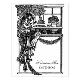 Vintages Feminine Chic Ex Libris Label Gummistempel