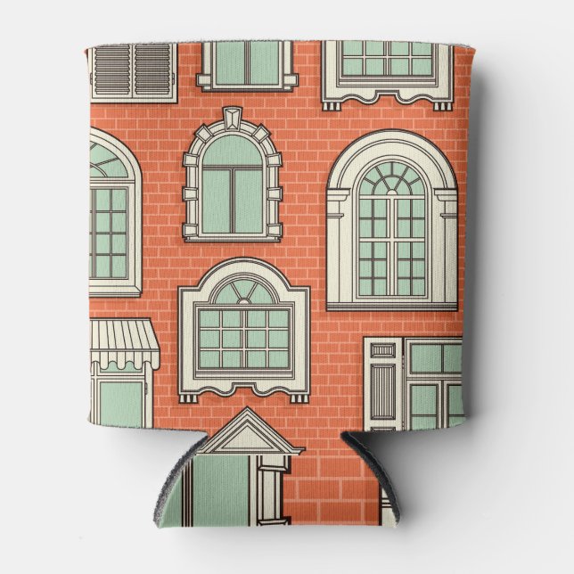 Vintages Fenster Landschaftliches Muster Dosenkühler (Vorderseite)