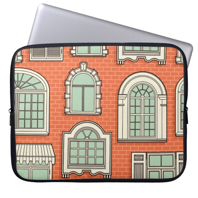 Vintages Fenster Landschaftliches Muster Laptopschutzhülle (Vorderseite)