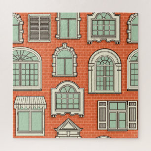 Vintages Fenster Landschaftliches Muster Puzzle