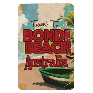 Vintages Ferien Bondi Strand-Australiens Plakat Magnet