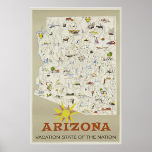 Vintages Ferien-Staats-Arizona-Reise-Plakat Poster