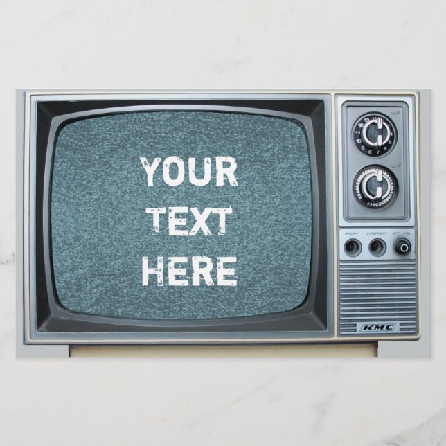 Vintages Fernsehen mit statischem Bildschirm Briefpapier (Vorderseite)