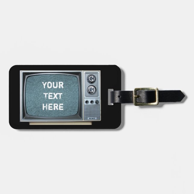 Vintages Fernsehen mit statischem Bildschirm Gepäckanhänger (Vorderseite horizontal)