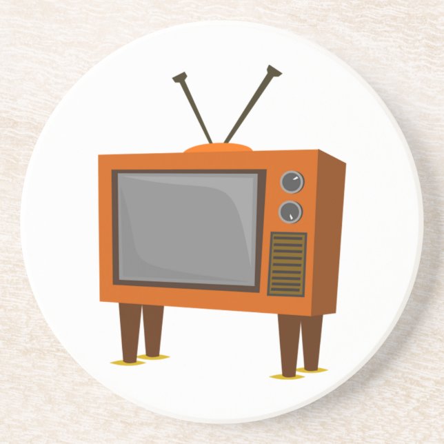 Vintages Fernsehen Sandstein Untersetzer (Vorne)