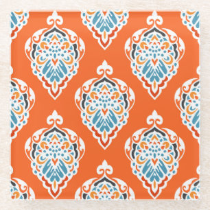 Vintages, festes Damast-Muster, elegantes Design. Glasuntersetzer