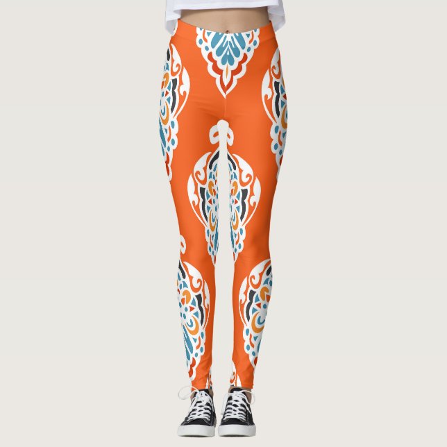 Vintages, festes Damast-Muster, elegantes Design. Leggings (Vorderseite)