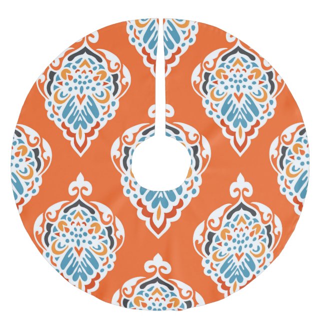 Vintages, festes Damast-Muster, elegantes Design. Polyester Weihnachtsbaumdecke (Vorderseite)