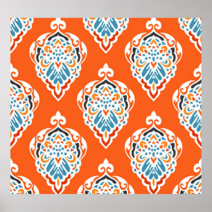 Vintages, festes Damast-Muster, elegantes Design. Poster