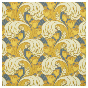 Vintages fett Tulip Blue Gold Muster Stoff